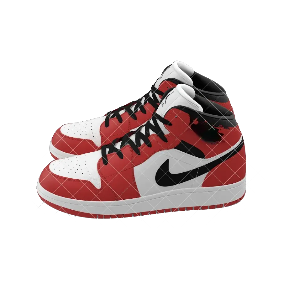Nike Air Jordan 1 Mid in white, red and black, side