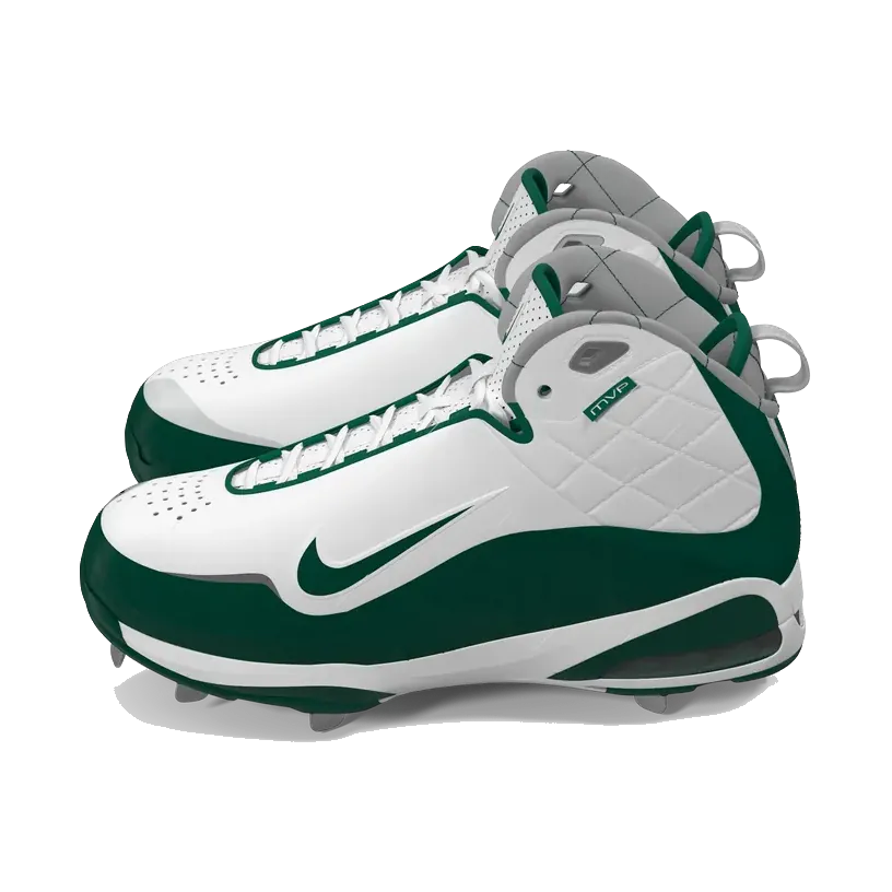 Nike Alpha Huarache baseball cleats in white and green, side
