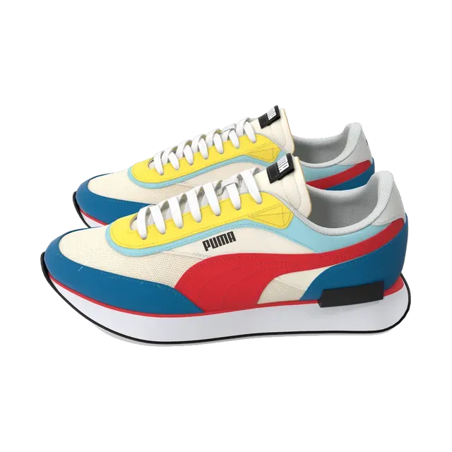 PUMA Future Rider sneakers in white, blue, red and yellow, side