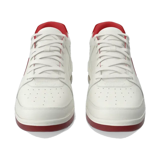 Off-White Out Of Office women's sneakers in white and red, pair from the front