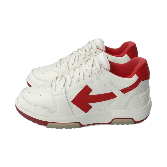 Off-White Out Of Office women's sneakers in white and red, side