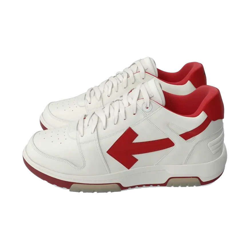 Off-White Out Of Office women's sneakers in white and red, side