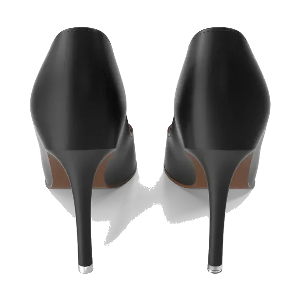 Charles & Keith black pointed-toe stiletto pumps, pair from the back