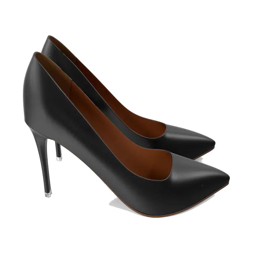 Charles & Keith black pointed-toe stiletto pumps, pair at an angle