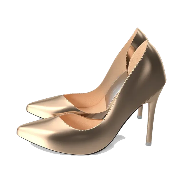 Rose-gold metallic pointed-toe pumps, side