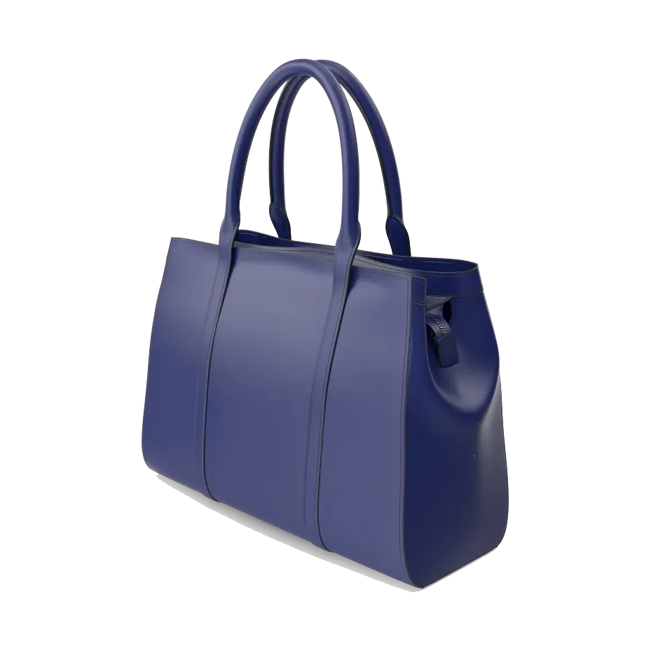 Charles & Keith double-handle tote bag in navy, angled view