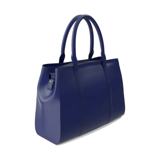 Charles & Keith double-handle tote bag in navy, angled from the other side