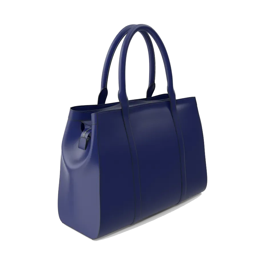 Charles & Keith double-handle tote bag in navy, angled from the other side