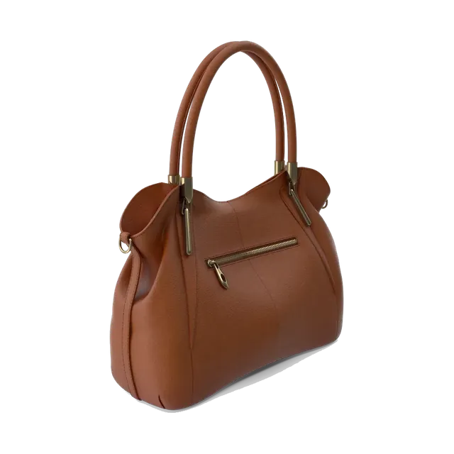 ALDO cognac leather hobo bag, angled view