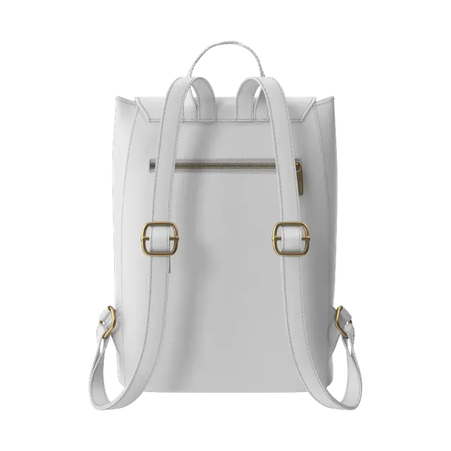 DeFacto white faux-leather mini backpack, back with straps