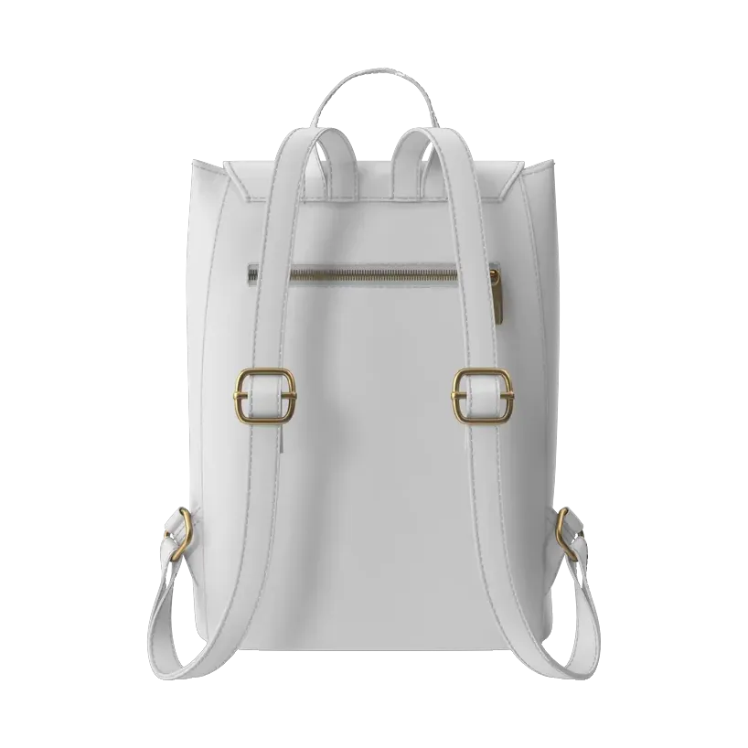 DeFacto white faux-leather mini backpack, back with straps