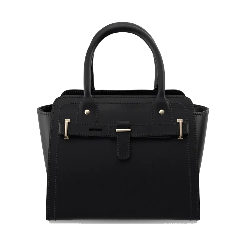 Max black structured top-handle bag, front