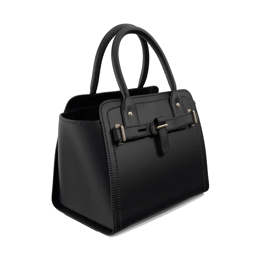 Max black structured top-handle bag, angled from the other side