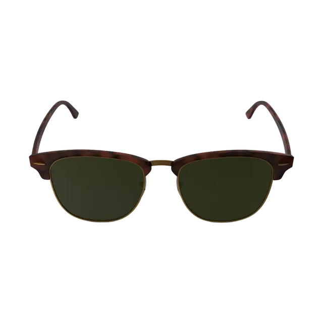 Ray-Ban Clubmaster Classic sunglasses, Havana with green lenses, front