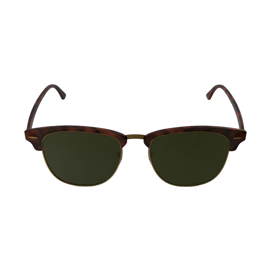 Ray-Ban Clubmaster Classic sunglasses, Havana with green lenses, front