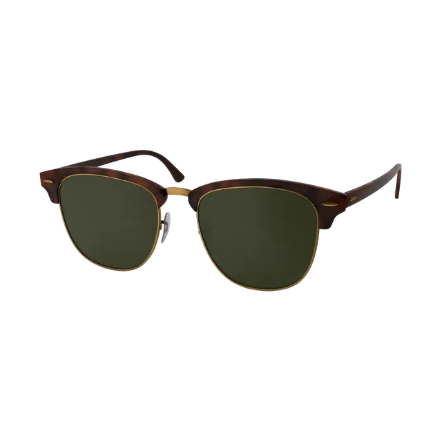 Ray-Ban Clubmaster Classic sunglasses, Havana with green lenses, angled view
