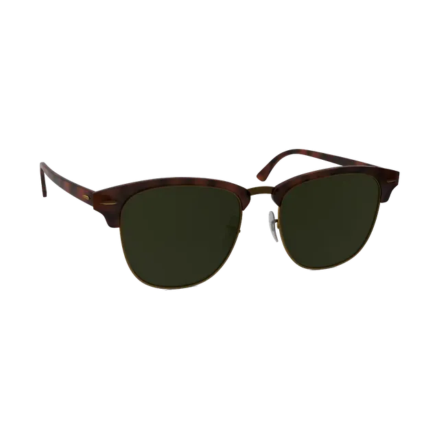 Ray-Ban Clubmaster Classic sunglasses, Havana with green lenses, angled from the other side