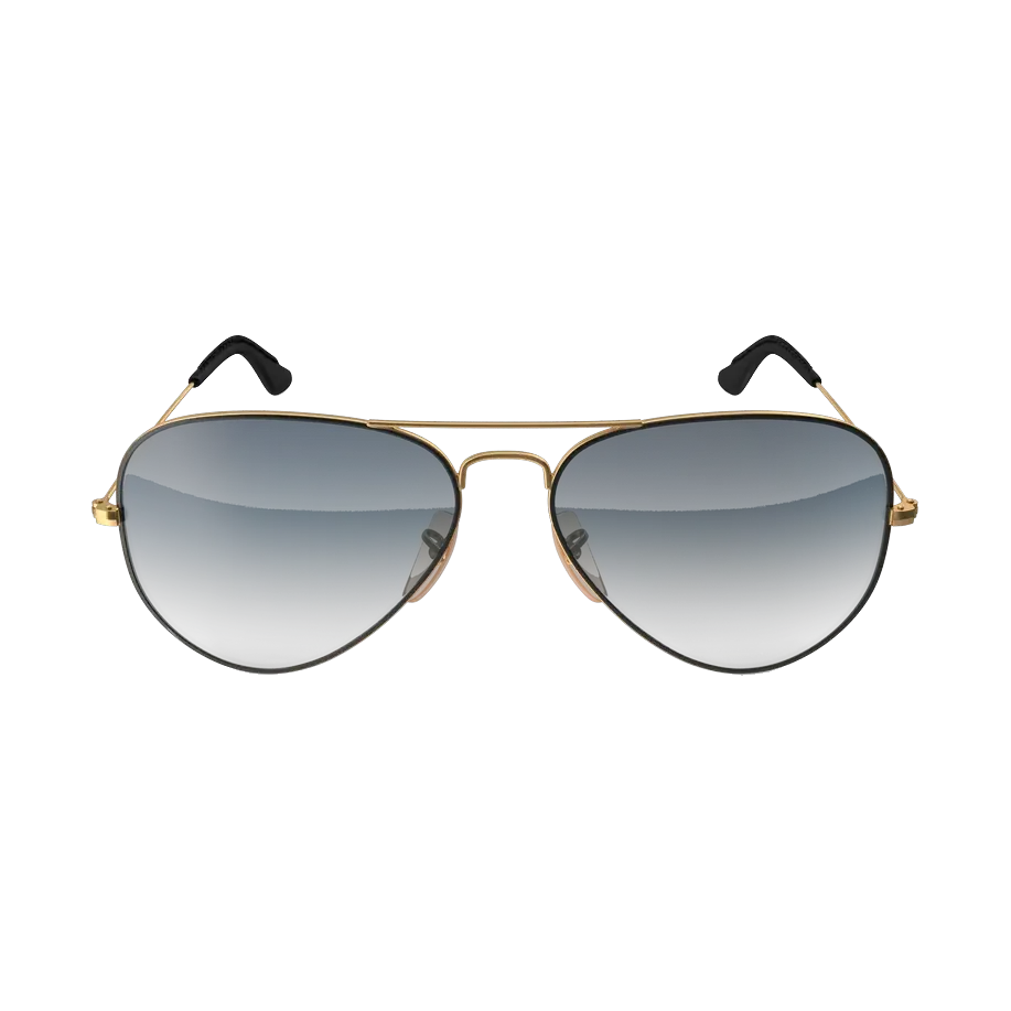 Ray-Ban Aviator sunglasses, gold frame with blue gradient lenses, front