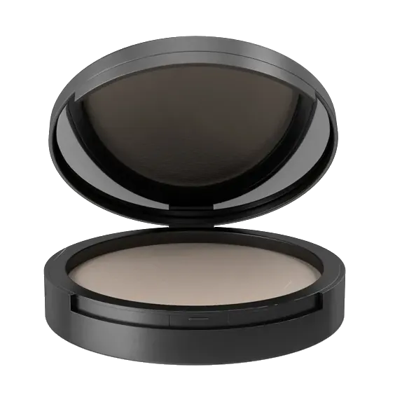 Golden Rose pressed compact powder, open compact with mirror