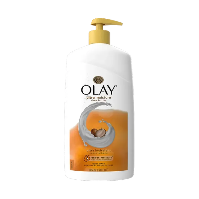 Olay Ultra Moisture shea butter body wash pump bottle, front