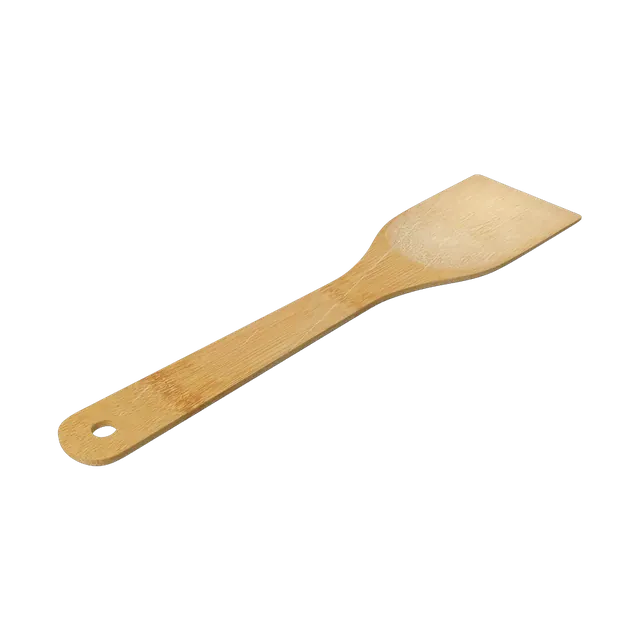 Bamboo cooking spatula with an angled edge