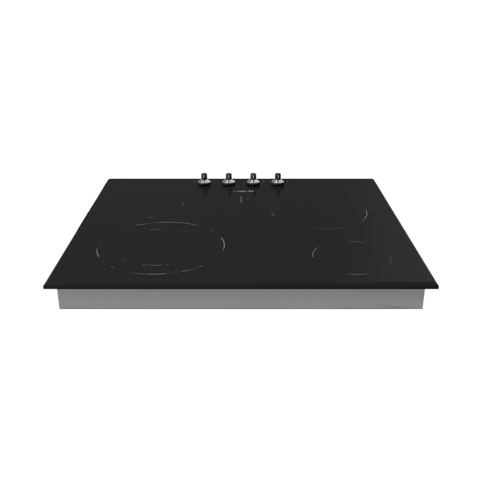 Beko 60 cm black ceramic hob with front knobs, rear view