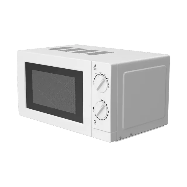 Tornado 25-litre solo microwave in white, angled view