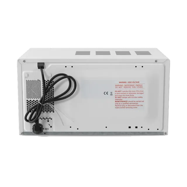 Tornado 25-litre solo microwave in white, back panel and power cord