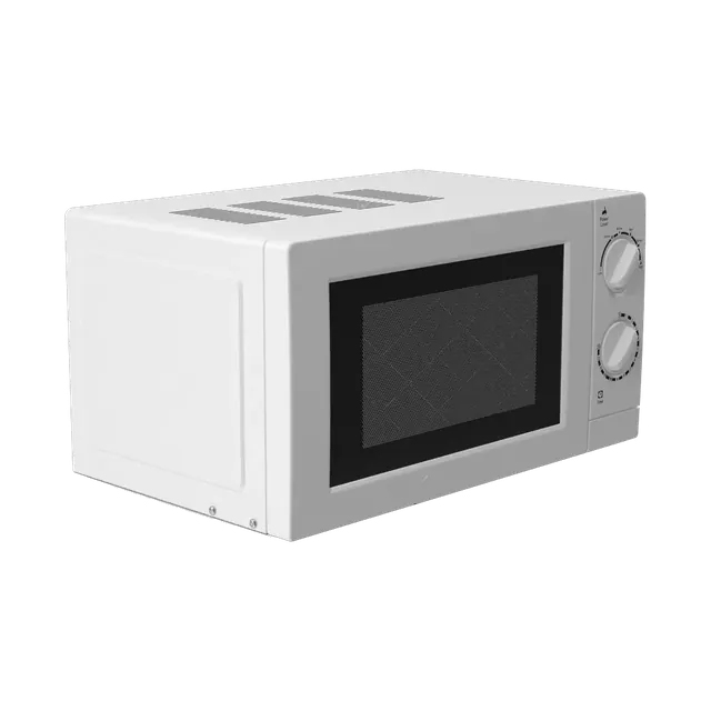 Tornado 25-litre solo microwave in white, angled view from the right