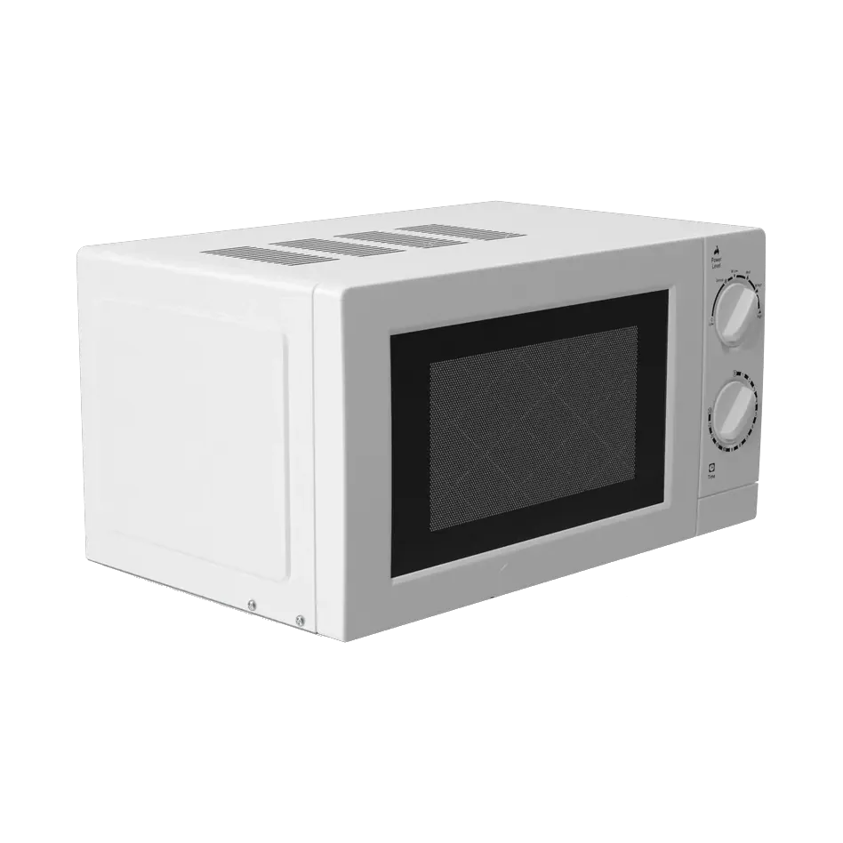 Tornado 25-litre solo microwave in white, angled view from the right