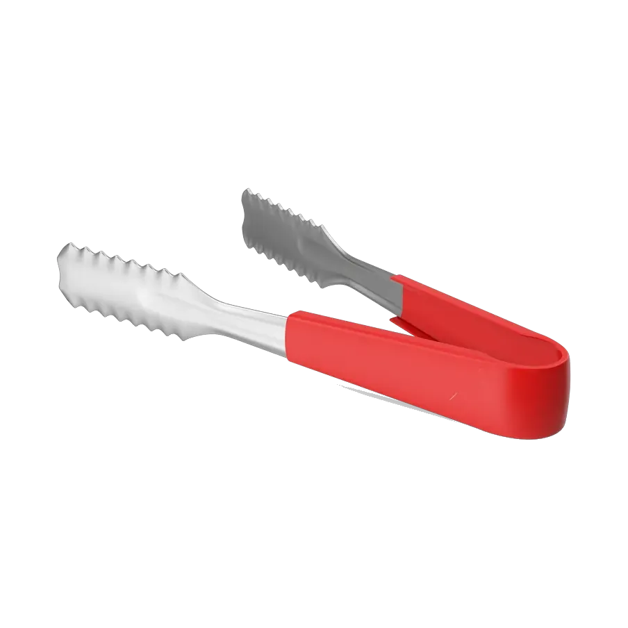 Kitchen tongs with red silicone tips