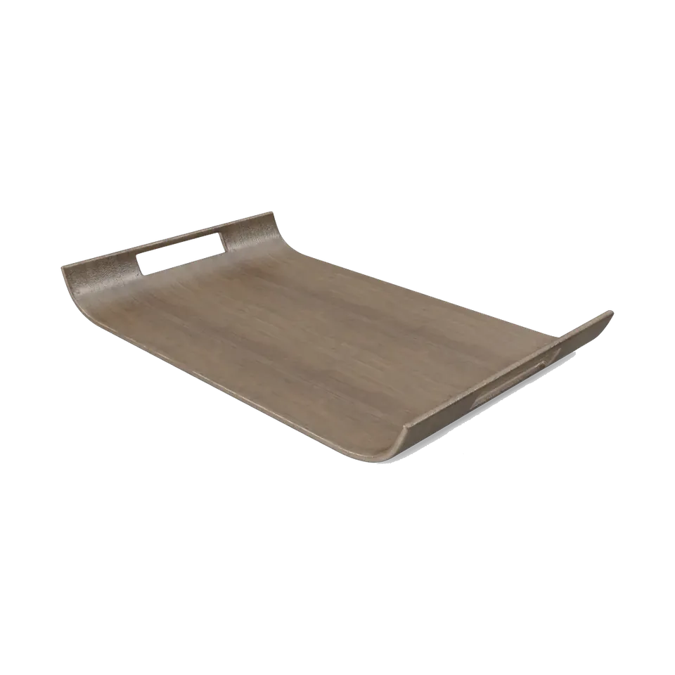Wood-effect serving tray with handles