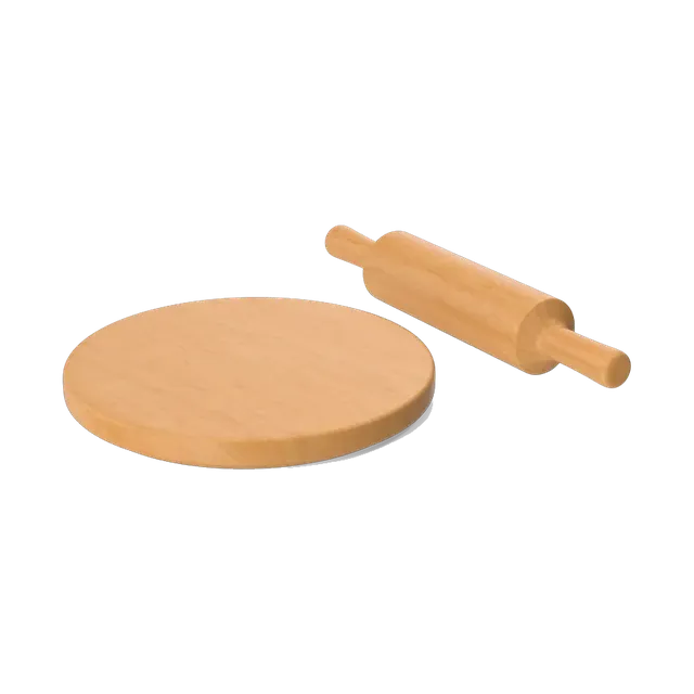 Beech-wood rolling pin with a round pastry board