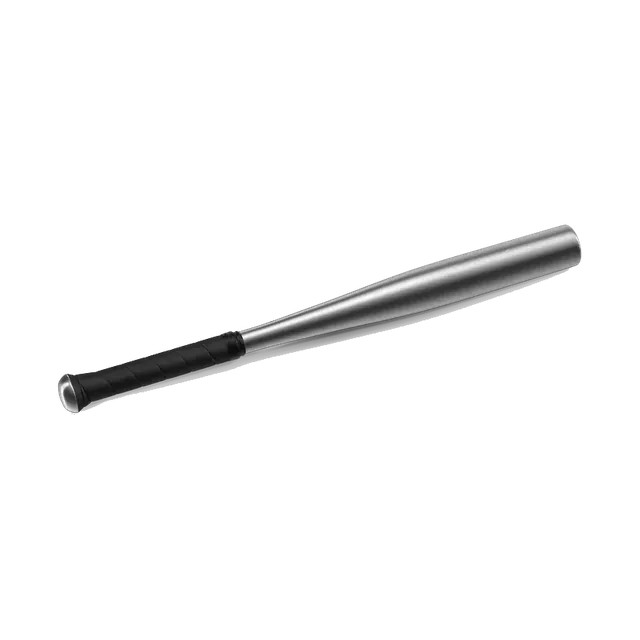 Silver aluminium baseball bat with a black grip