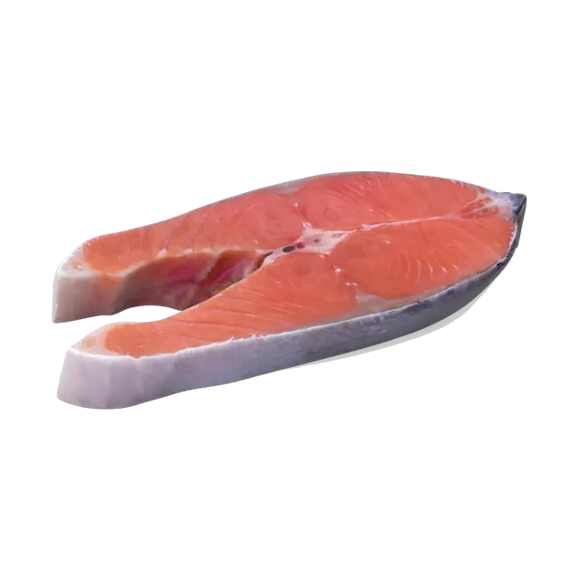 Raw salmon steak